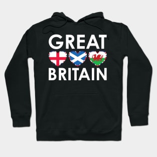 Great Britain England Scotland Wales Flags Hearts Hoodie